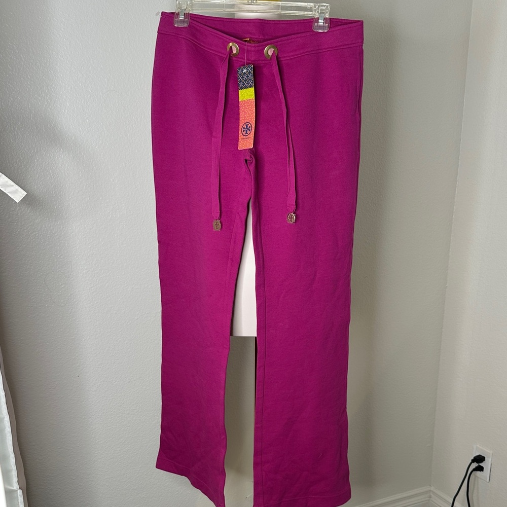 Tory Burch NWT Fuchsia Drawstring Waist Pants with Logo Tag